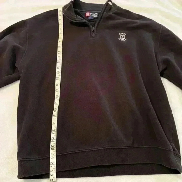 Chaps Ralph Lauren Quarter Zip Sweatshirt Black Large Vintage Y2K Preppy Classic - Picture 10 of 13